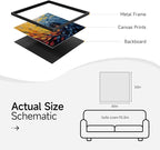 Large Framed Blue Modern Abstract Wall Art for Living Room, Minimalist Canvas Paintings Artwork for Walls, Blue Yellow Art Prints Pictures for Hallway Bedroom Office Wall Decor -30x30 Inch