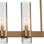 Brass Kitchen Island Lighting- 7-Light Linear Chandelier, Adjustable 47'' Modern Farmhouse Rectangle Pendant Light Fixtures, Dining Room, Bedroom