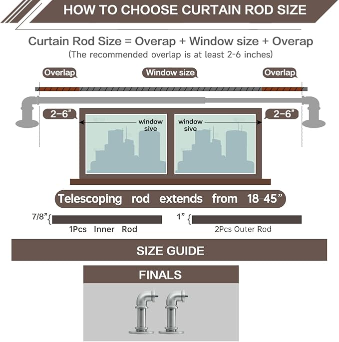 Silver Curtain Rods 18 to 45 in,Wraparound Curtain Rods,Adjustable Length,1 in Diameter Pipe,Wall or Ceiling Mounted,for Bedroom and Living Room (Silver 18” to 45”)