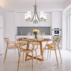 BONLICHT 5 Lights Traditional Chandelier Brushed Nickel Kitchen Island Dining Room Lighting Fixtures Hanging Seeded Glass Pendant Light Modern Flush Mount Ceiling Light for Living Room Bedroom Foyer