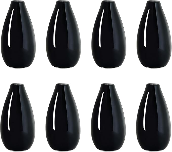 Modern Black Small Ceramic Vase Set of 8 for Living Room Bedroom 4.13'' Minimalist Fresh Flower Vases for Home Decor Office Fireplace Centerpieces Nordic Style Gift for Fake Plant 8 Pack