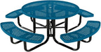 Coated Outdoor Furniture Heavy-Duty Portable Outdoor Kids Table with Umbrella Hole, Punched Steel Kids Picnic Table, Commercial-Grade, Made in America (46 In, Round, Childrens, Light Blue)