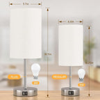 AKASUKI 18Inch Table Lamp with Dual Charging Station, 3 Way Dimmable Touch Lamp for Bedroom, Living Room, Office(LED