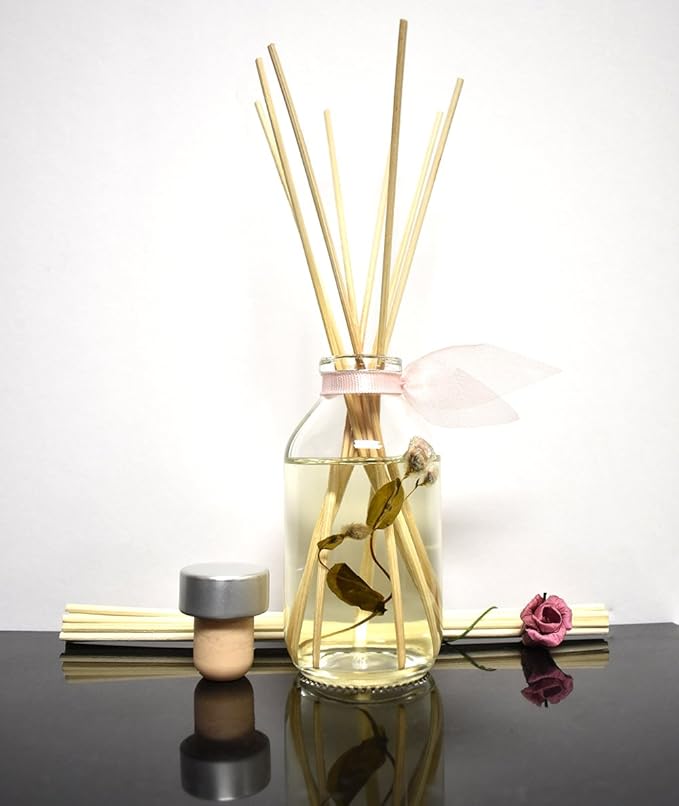 LOVSPA Reed Diffuser Set, Pink Peony Scented Oil Diffuser with Sticks, Home Fragrance Accessories for Bathroom Shelf Decor, Aroma Diffusers for Home or Office Desk, USA Made
