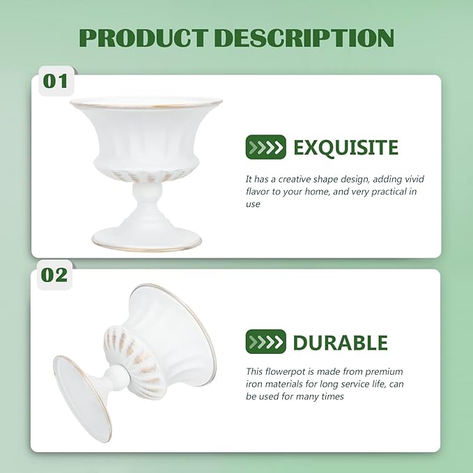 Vintage vase Iron urn Planter Decorative Table Front Porch urns House Plants Indoors Live urn Pot Outdoor Plant Pot Creative Flower Container Small Succulents Wrought Iron