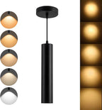 Zoomable LED Pendant Lights Modern Ceiling Hanging Spotlight Pendant Lighting,5CCT/2700K-5000K,Zoomable 15°-60°,Unique Pendant Lighting for Kitchen Island Bar,12W,Black(1Pack)