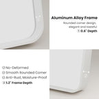 White Bathroom Mirror 28x36 Inch, White Metal Framed Bathroom Mirror for Wall, Rounded Rectangle Matte Bathroom Vanity Mirror, Tempered Glass, Anti-Rust, Horizontal/Vertical