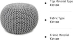 REDEARTH Round Boho Pouf Ottoman - Cable Knitted Cord Boho Pouffe - Stuffed Poof Accent Beanbag Footrest for Living Room - Nursery - Bedroom - Covered Patio - Study Nook (18”x18”x14”) - Gray-S