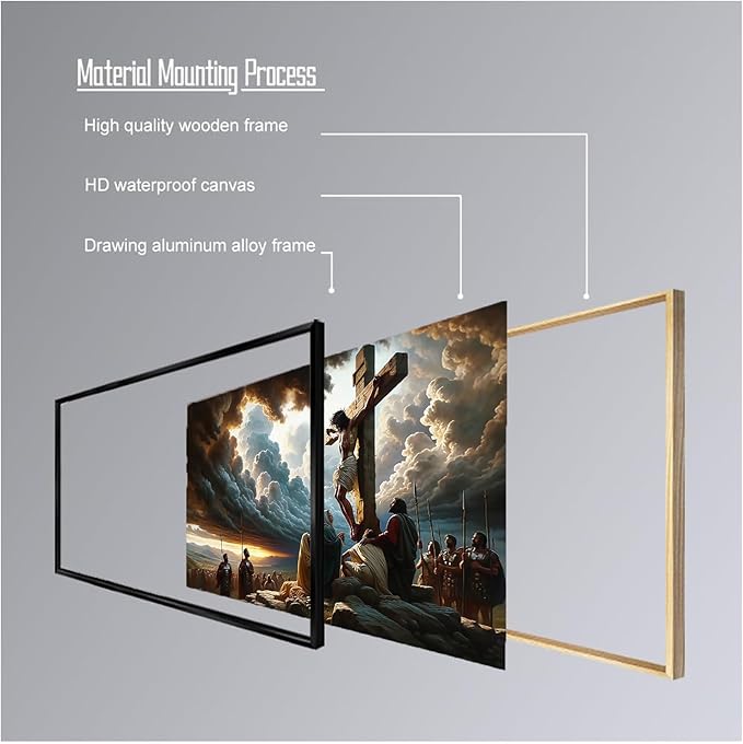 XWNLTEPK Christian Art Crucifixion Print Jesus on the Cross Art Wall Jesus Picture Modern Home Decor Canvas Wall Art Poster