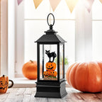 10'' Halloween Snow Globe Lantern Lighted Musical Water Lantern Spooky Pumpkin and Witch' s Black Cat Combo with Swirling Glitter, Battery Operated or USB Powered