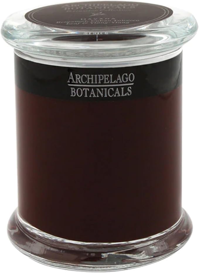 Archipelago Botanicals Havana Glass Jar Candle, Bergamot, Tobacco Flower and Ylang Ylang Scent, Lead-Free Candle Wicks, Burns Approx. 60 Hours (8.6 oz)