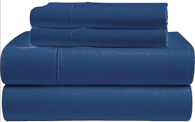 Tencel Sheets 4 Piece King Size - 100% Eucalyptus Lyocell King Size Sheets Set - Soft, Cooling & Breathable for Hot Sleepers - 16” Deep Pockets Hotel Quality Bedding Set - Navy