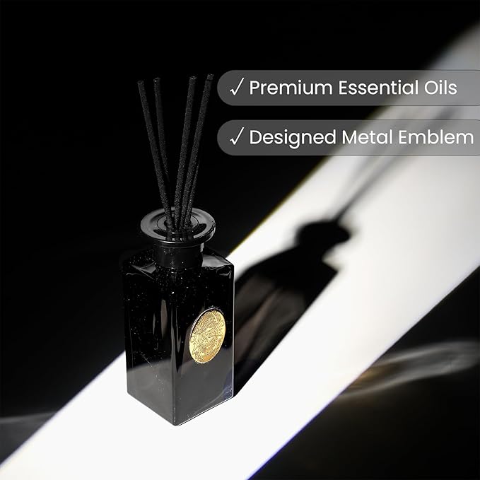 M&SENSE 6.3 oz Large Reed Diffuser Set | Sandalwood Vanilla Scent Oil Diffuser with Sticks | Hotel Collection Non-Toxic Essential Oil |for Bedroom Bathroom Living Room