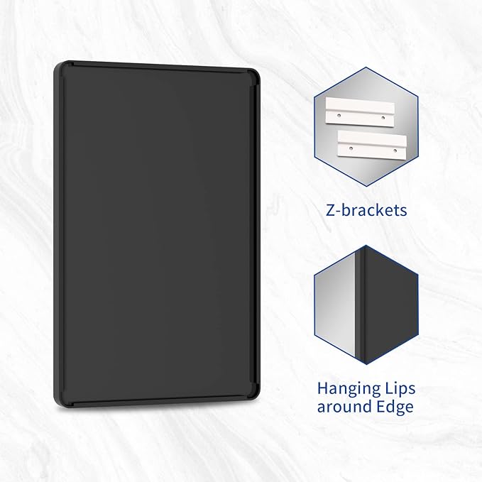 WEER Black Bathroom Mirror 48X32 Inch, Rectangular Black Metal Framed Mirror for Wall, Matte Black Vanity Mirror with Tempered Glass, Anti-Rust, Shatterproof, Hangs Horizontal or Vertical