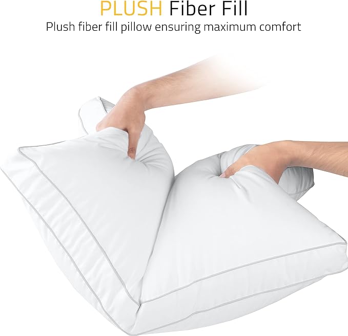 Utopia Bedding Bed Pillows for Sleeping Standard Size (White), Set of 2, Cooling Hotel Quality, Gusseted Pillow for Back, Stomach or Side Sleepers