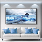 ZUITINGHUA Black Framed Canvas Wall Art For Living Room Large Wall Decor For Office Bedroom Decoration Ocean Landscape Pictures Black And White Paintings Artwork Mural Aesthetic Home Decor 30x60 In