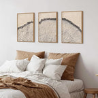 HPINUB Vintage Wood Tree Rings Wall Art Set, Framed Canvas Paintings, Black and White Nature-Inspired Decorative for Modern Home Decor for Living Room, Bedroom, Dining Room, Office- 24"x36"x3