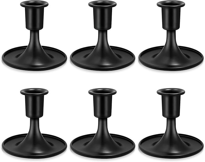 Candlestick Holders 6 PCS Short Metal Taper Candle Holders, KSWING Black Candle Stick Holders Set, Perfect for Table Centerpiece Mantel Party Wedding Christmas Home Decor, Set of 6