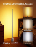 Ailofy Corner Floor Lamp, 1500lm RGBW Corner Lamp Work with Alexa & Google Assistant, 16 Million DIY Colors, Sync with Music, App Control, Modern LED Floor Lamp for Living Room & Bedroom, Silver Grey