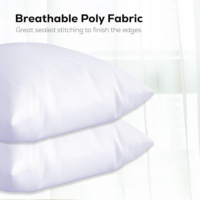 GOLD TEXTILES White Throw Pillows Insert (Pack of 4) Polyester Sham Stuffer Throw Pillow - Lightweight Square Indoor Decorative Pillows - Bed and Cushion Couch Pillows (4, 20 x 20)