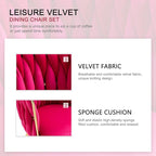 Nrizc Woven Dining Chairs Set of 4, Velvet Upholstered Dining Chairs with Gold Metal Legs, Modern Accent Chairs for Living Room, Dining Room, Kitchen (Rose Red)