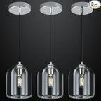 Modern Chrome Pendant Lights Kitchen Island Ceiling Chandelier Indoor Crystal Hanging Light Fixtures for Dining Room Kitchen Living Room Bedroom（3Pack）