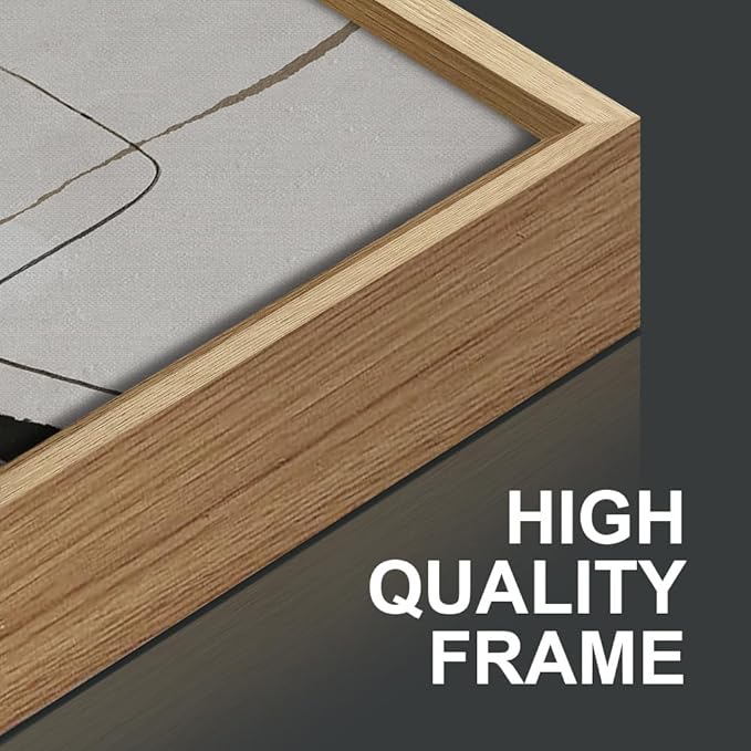 SIGNINART Black and White Abstract Framed Canvas Wall Art Set of 3, Beige Neutral Art Prints, Minimalist Modern Wall Decor for Living Room, Bedroom, Office,Above Couch 16"x24"x3