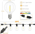 Svater Outdoor String Lights LED 25 FT, Patio Globe Lights with 13 Plastic G40 Bulbs, Waterproof Dimmable Outside Hanging Light for Backyard Bistro Cafe Porch Party Decor, 2700K Warm White