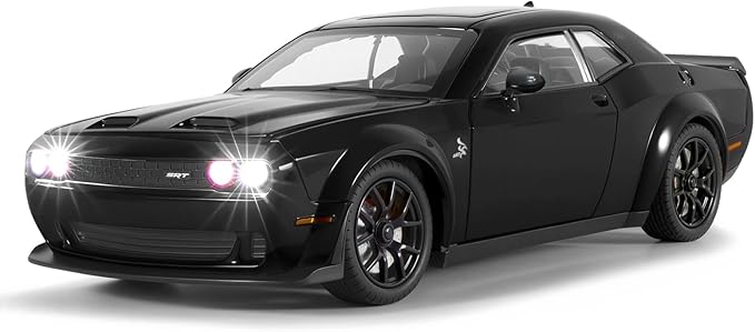 Car Toys for Boys 1/24 Diecast Cars Hellcat SRT Collectibles Model Kit,Pull Back Metal Toy Car with Lights and Sounds,Toy Cars for Boys Age 4-7（Black）