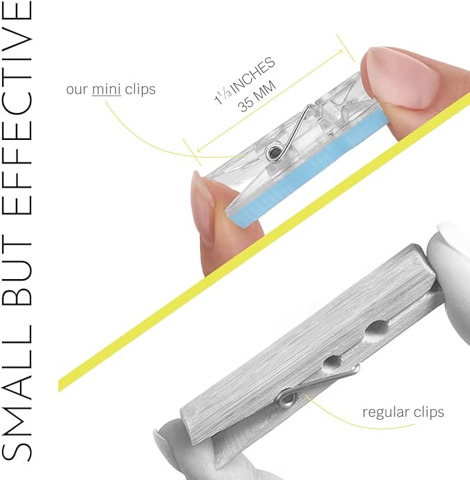 20 Pack Mini Self Adhesive Clips for Pictures - Clip Photo Holders for Wall, Photo Cards Hanging Display Board & Picture Boards, Artwork Photos Holders Hangers Room Decor (Clear)