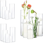 10 Pack Clear Glass Vases for Centerpieces, Cylinder Vase Set, 4,6,8,10,12 Inch Tall Flower Vase for Home Decor, Flower Vase for Table Decorative & Hurricane Floating Candle Holders
