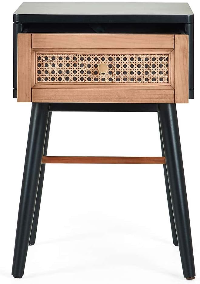 COZAYH Set of 2 Fully-Assembled Modern Farmhouse Clean-Lined Nightstand, End Table with 1 Drawer, Black