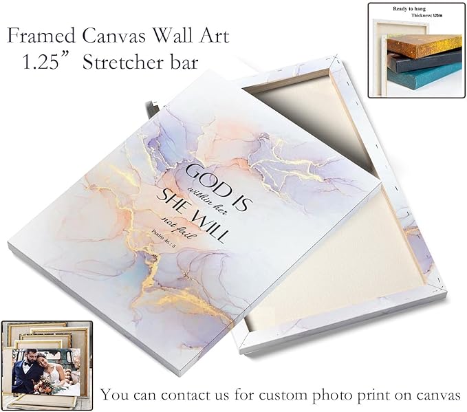 ART Christian Canvas Wall Decor Abstract Golden Pink Jade Canvas Wall Decor Modern Home Decor for Living Room Bedroom Plasm46 (Plasm46, 16x20)