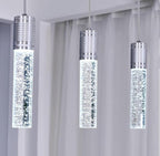 Modern Kitchen Island Hanging Light Fixtures Crytstal Pendant Lighting for Kitchen Island Chrome Mini Chandelier with 6000K Daylight Bulb