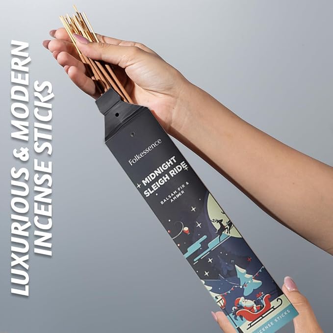 Folkulture Incense Sticks with Holder | Set of 6 (120) Winter Insence-Sticks with 45 Min Burn Time | Cedarwood, Amber Incenses | Organic, Non Toxic Fall Scents | Inscent-Stick or Winter Essentials