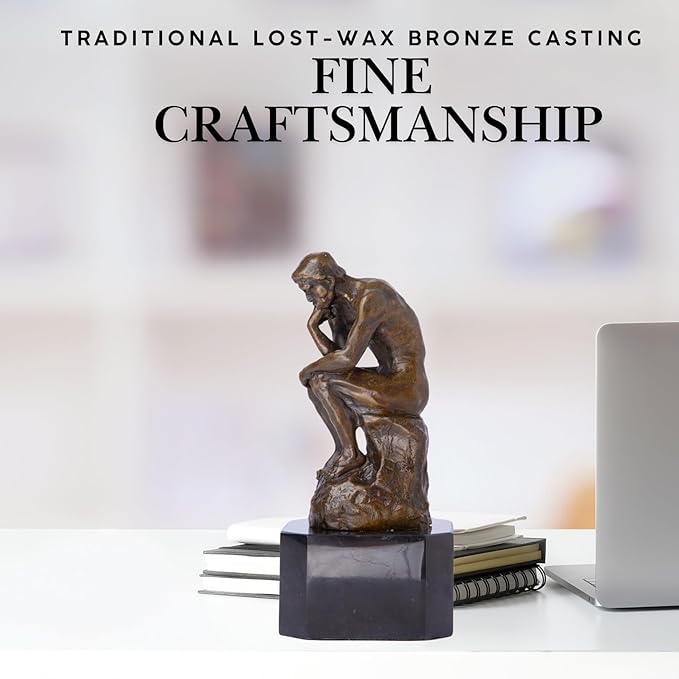 6.9 in-Rodin’s The Thinker Bronze Sculpture – Premium Collectible Figurine & Decorative Statue for Home, Office & Gallery Décor – Philosophy Gift for Art Lovers