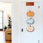 COLOR VALLEY ART Fall Pumpkin Welcome Sign Hello Fall Wood Hanging Decoration Autumn Wooden Signs Rustic Thanksgiving Decorative for Porch Home Wall Indoor Outdoor Decor, 9.8L''x8.6W''*3Pcs(Fall Pumpkins)