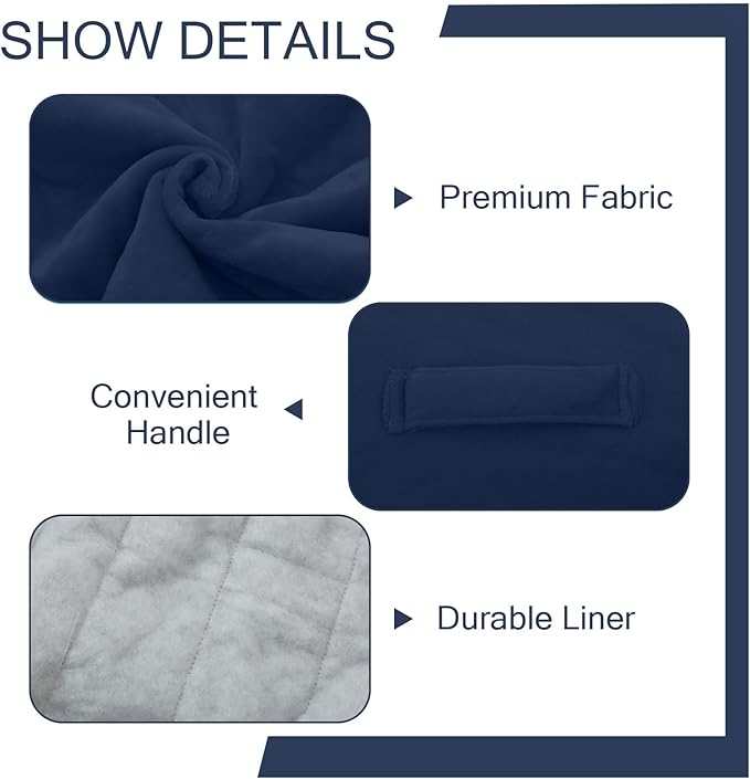 MeMoreCool Square Stuffed Pouf Ottoman Foot Rest, Floor Pouf Foot Stool with Foam Chunk Filling, Soft Stuffed Ottoman Footrest for Living Room, Navy