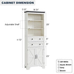 72" Tall Bathroom Storage Cabinet, Farmhouse Storage Cabinet with 2 Drawers, Adjustable Shelves & Barn Door, Cabinet for Bathroom, Living Room, Kitchen, Off White