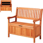 VEVOR Outdoor Storage Bench, 2-Person Wooden Storage Bench, 33 Gallons Deck Box with Side Handle, Supports up to 705 lbs, Weatherproof Outdoor Seating & Porch Decor, for Patio Garden Balcony Yard