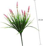 alyptus 12 Bundles Artificial Plants Outdoor Fake Monkey Grass with Flowers for Pot Garden Verandah Decor (Pink Flowers)