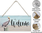 Rustic Hanging Welcome Wood Sign, 12 * 6inch - Farmhouse Porch Wall Art