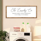 ZZJJHYWGQ Laundry Room Wall Decor 32"×12" Wash Dry Fold Repeat Funny Laundry Sign Rustic Farmhouse Decor Large Wooden Frame Humorous Quote Wall Hanging Art (Wood)