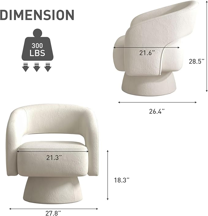 Bonzy Home Swivel Barrel Chair, Set of 2 Velvet Accent Armchair 360 Degree Swivel Club Chair for Living Room Bedroom Reception Room, Beige