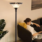 Luvkczc Victorian Floor Lamp, 70" Elegant Standing Lamp with Alabaster Glass Shade, Metal Pole & Heavy Base, Vintage Tall Corner Lamp for Bedroom, Living Room, Office. No Bulbs (1 Head)