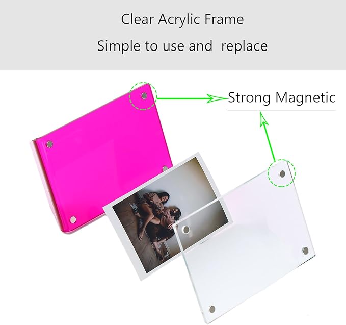 Acrylic Magnetic Picture Frames for Instax Polaroid,Table Top Mini 2x3 Wallet Size Photo Frame for Desk Decor (colorful 8 pack)