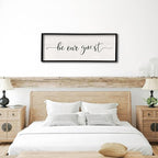 comurdyo Be Our Guest Wall Decor Sign 40”X15” Large Master Bedroom Above Bed Wall Decor Wood Framed Guest Room Sign Simple Rustic Farmhouse Over Bed Bedside Wall Art (Black)