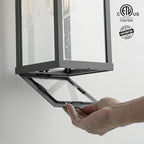 mirrea 18" Classic Outdoor Wall Sconce 1 Light in Matte Gray Rectangular Metal Frame and Clear Glass Shade Waterproof Porch Light Patio Light Pack of 2