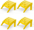 GREENVINES Adirondack-Ottoman | Set of 4 | HDPE Plastic | Outdoor Footrest | All Weather | Foot Rest | Foot Stool | Yellow | for Adirondack Chair | for Patio Backyard Pool