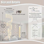 Chandeliers for Living Room 38-Lights Modern Crystal Light Extra Large Chandelier Light Fixture Entryway Foyer High Ceiling Chandelier Lighting with Sloping Ceiling